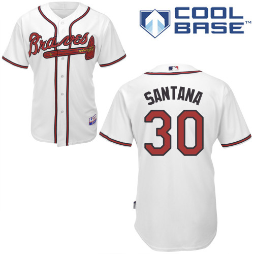 Ervin Santana #30 MLB Jersey-Atlanta Braves Men's Authentic Home White Cool Base Baseball Jersey